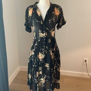 Reformation dress. Size6. Black with peach/green floral.